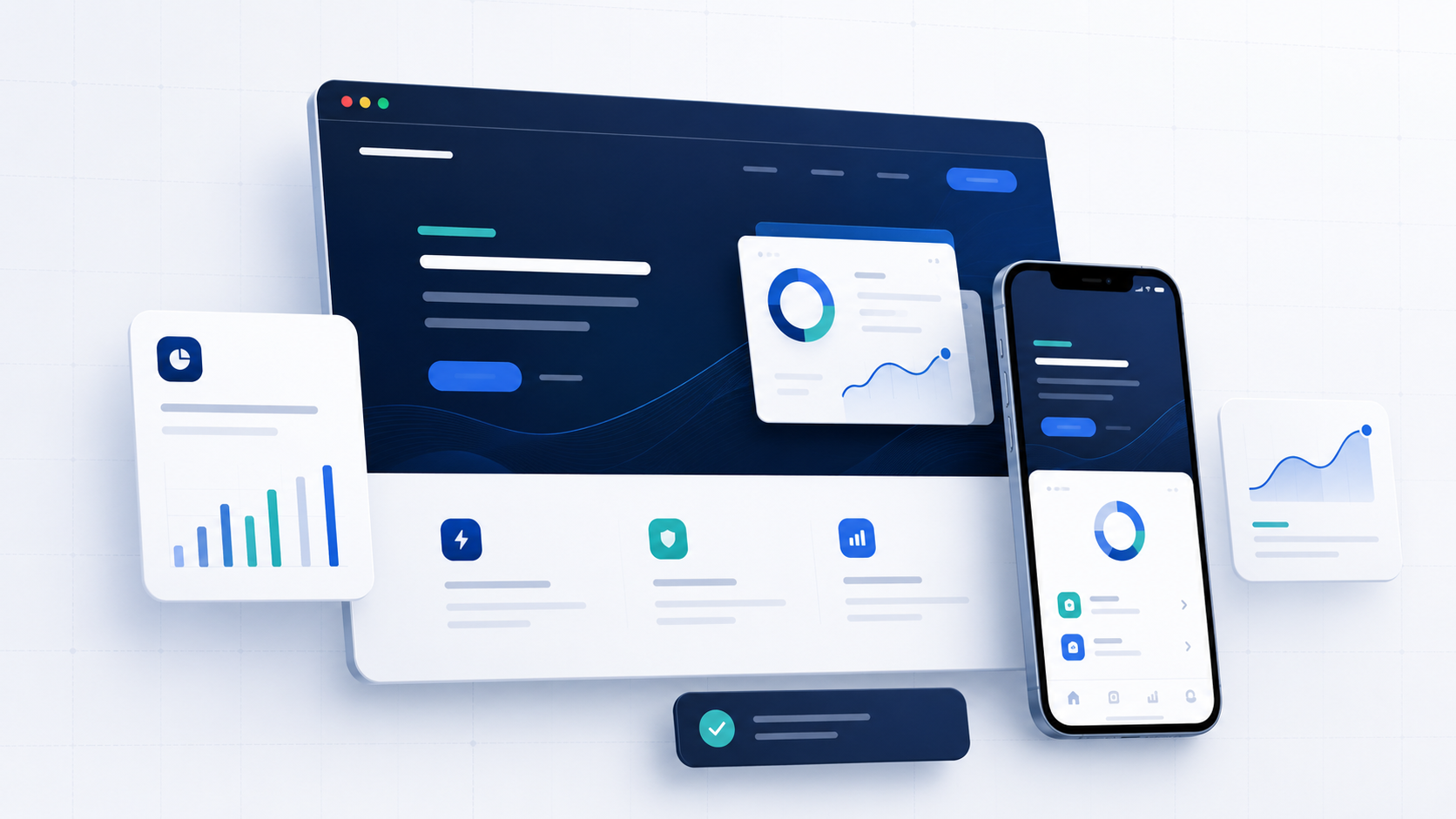 Premium website planning visual showing the core Home, Services, About, and Contact page structure