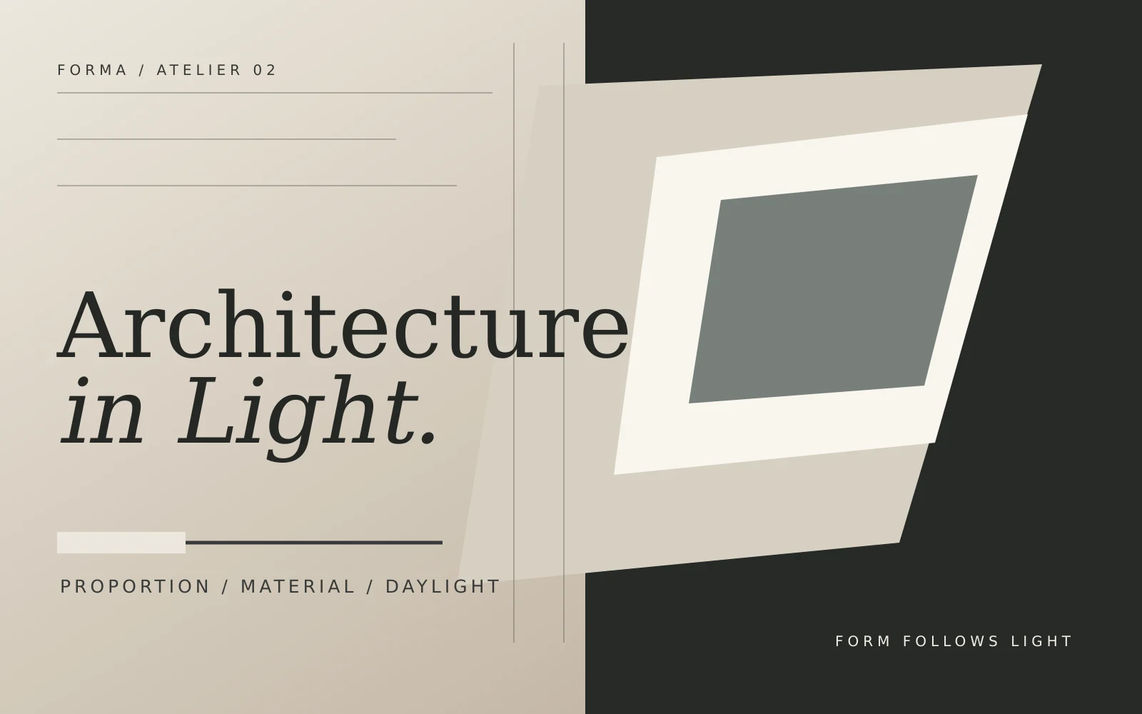 Forma Atelier Architecture in Light cinematic website cover